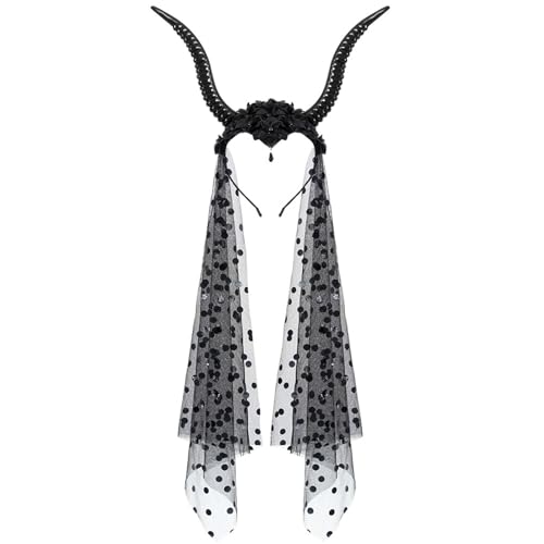 xbiez Teufelshorn Halloween Hairhoop Dark Series Punk Stirnband mit Schleier Thema Party Kopfbedeckung Musik Festival Haarband Mode Stirnband xbiez Teufelshorn Halloween Hairhoop Dark Series Punk Stirnband mit Schleier Thema Party Kopfbedeckung Musik Festival Haarband Mode Stirnband von xbiez