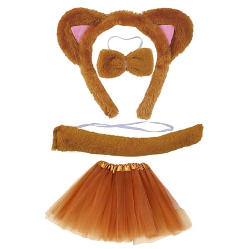 xbiez Tierohr-Stirnband für Damen und Mädchen, Plüsch-Haarreifen/Fliege/Schwanz, Animationsrequisiten für Erwachsene, Halloween, Cosplay, Kostüm-Set von xbiez