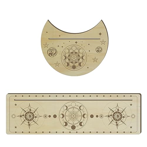 xbiez Tragbarer Hölzerner Tarot Kartenständer Mond Design Wahrsagungsbrett Tarot Kartenhalter Set Tarot Display Ständer Tarot Karten Display Ständer Tarot Deck Display Ständer Holz Display Ständer von xbiez