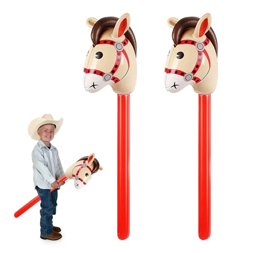 2 Stück Hobby Horse,Steckenpferd,für Kinder Pferde,Stockpferd Aufblasbaren Aufblasbares,Hors Bastelset Hobbyhorse,Horsing Pferd Pferdekopf,Pferdespielzeug Steckenpferde Steckpferd Stick 100*26 mm von xianshi