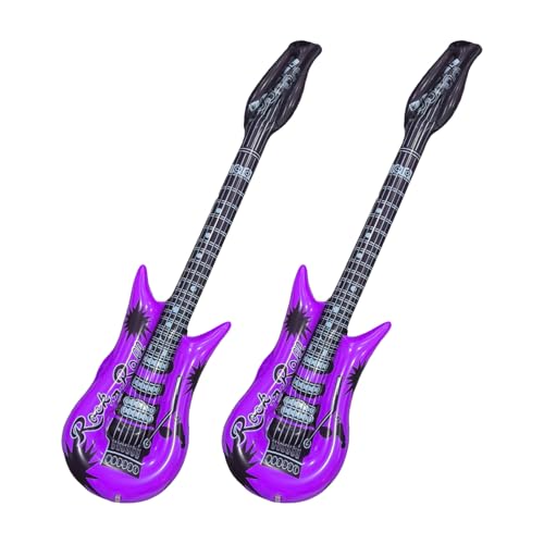 2 Stück Aufblasbare Gitarre,Luftgitarren zum Aufblasen,Luftgitarre,Auf zum Karneval Kinder Aufblasbar,Erwachsene Balloon Dekoration, Spielzeug,Flammen Musik Musikinstrumente Gitarren,Lila von xianshi