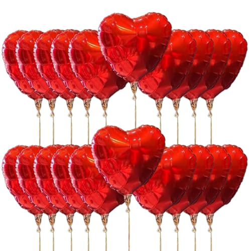 20 Pcs Herzluftballons,Herz Helium Luftballons,Herz Luftballon,Luftballon Rot,Herz Folienballon Rot,Folienballon,Herzluftballons Für Geburtstag,Verlobung Brautdusche Valentinstag Deko(18 Zoll) von xianshi