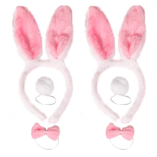 xianshi 2 Stück Hasenohren Haarreif,Hasenohren Kostüm,Hairband,Hasenohren,Hasen Ohren Haarreif,Hasen Kostüm,Osterhasen Krawatte und Schwanz,Für Ostern Party Hochzeit Geburtstag Kostüm Cosplay von xianshi