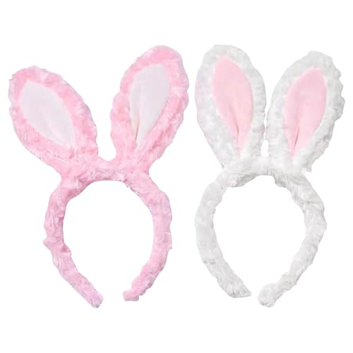 Hasenohren-Haarband, Hasenohren für Kinder, Hasenohren, Cosplay-Party, Haarstyling-Kostüm für Frauen, niedliches weißes und pinkes Stirnband für Oster-Party, Kostüm, 2 Stück Hasenohren-Haarband, Hasenohren für Kinder, Hasenohren, Cosplay-Party, Haarstyling-Kostüm für Frauen, niedliches weißes und pinkes Stirnband für Oster-Party, Kostüm, 2 Stück von xianshi