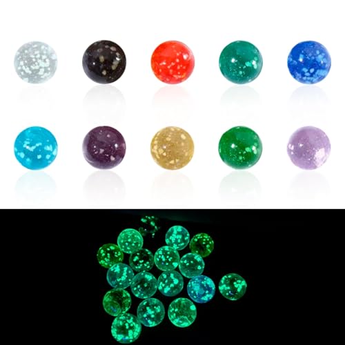 xianshi 10 Stück Glasmurmeln Murmeln Kinder,16mm Glasmurmeln Bunt Glasmurmelnim Dunkelnleuchten,Bunte Für Murmelspiel Kinder,Marmorbahn-Spiel,Heimdekoration von xianshi
