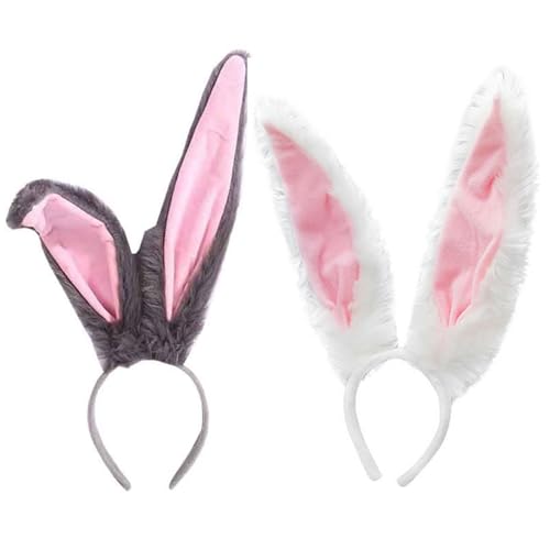 xianshi Hasenohren Haarreif,2 Pcs Hasenohren,Hasenohren Kostüm,Hasenkostüm Damen,Hasen Ohren Haarreif,Hase Rollenspiel Kostüm Accessoire,Für Ostern Karneval Party Cosplay Kostüm Maskerade Dekoration von xianshi