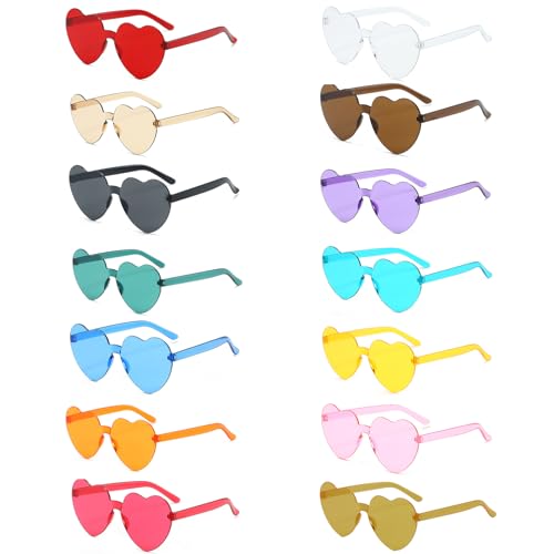 xianshi Herz sonnenbrille,Herzbrille,Herzbrille Rot,Sonnenbrille Herzform,Randlose Herz Brille,Damen Love Shaped Sunglasses,Für Party, Hochzeit, Karneval,Halloween (14) von xianshi