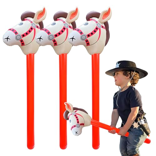 3 Stück Hobby Horse,Steckenpferd,für Kinder Pferde,Stockpferd Aufblasbaren Aufblasbares,Hors Bastelset Hobbyhorse,Horsing Pferd Pferdekopf,Pferdespielzeug Steckenpferde Steckpferd Stick 100*26 mm von xianshi