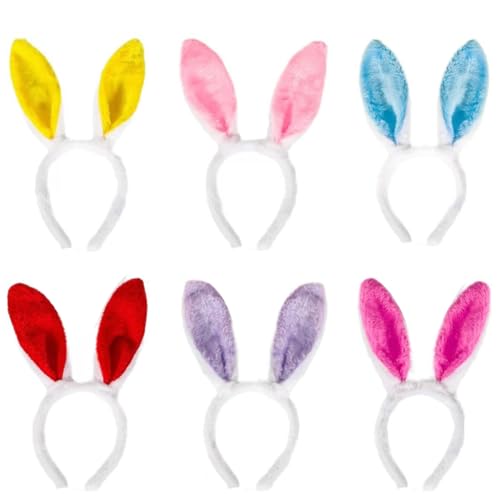 xianshi Hasenohren, Kaninchenohren, Haarband, pelziges Kaninchenohren-Haarband, Ostern, Cosplay, Party, Haarstyling-Kostüm für Damen, Ostern, Cosplay, Party, Haarstyling-Kostüm für Damen, 6 Stück von xianshi