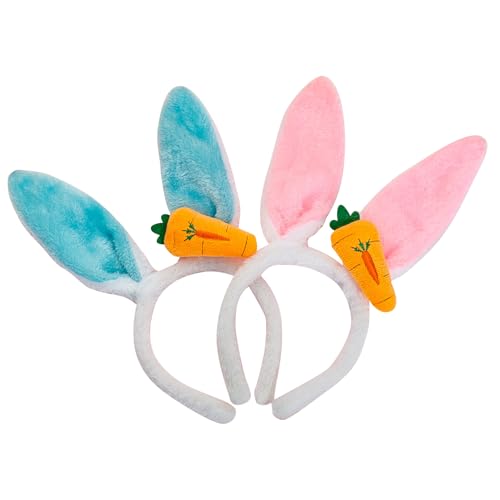 xianshi 2 Pcs Hasenohren Haarreif,Hasenohren,Hasenohren Kostüm,Hasenkostüm Damen,Hasen Ohren,Hasen Ohren Haarreif,Für Ostern Karneval Party Cosplay Kostüm Maskerade Dekoration(Blau Und Rosa) von xianshi