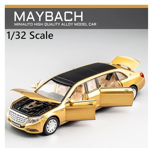 xiaobin Druckguss-Modellauto 1/24 Maybach AMG S600 Spielzeugauto-Modell, Miniatur-Druckguss-Legierung aus Metall mit Rückziehfunktion, Sound- und Licht-Sammlung, Freilauf, Geschenk für Jungen(Red) von xiaobin