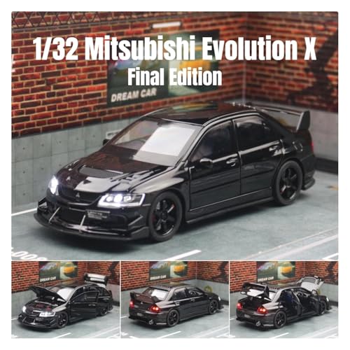 xiaobin Druckguss-Modellauto 1/32 Mitsubishi Lancer EVO Final Edition JDM Racing Spielzeugauto Modell Druckguss Metall Miniatur Sammlung Geschenk für Kinder Jungen(Black) von xiaobin