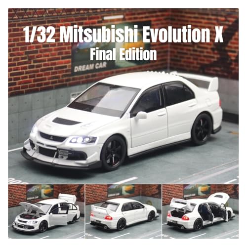 xiaobin Druckguss-Modellauto 1/32 Mitsubishi Lancer EVO Final Edition JDM Racing Spielzeugauto Modell Druckguss Metall Miniatur Sammlung Geschenk für Kinder Jungen(White) von xiaobin