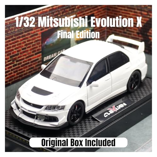 xiaobin Druckguss-Modellauto 1/32 Mitsubishi Lancer EVO Final Edition JDM Racing Spielzeugauto Modell Druckguss Metall Miniatur Sammlung Geschenk für Kinder Jungen(White with Box) von xiaobin