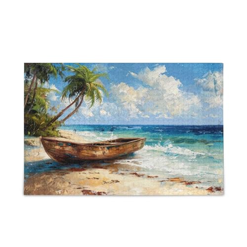 xigua Boot am Ufer Puzzle 500 Teile - Holzpuzzle für Familienspiele - Geeignet für Jugendliche und Erwachsene von xigua