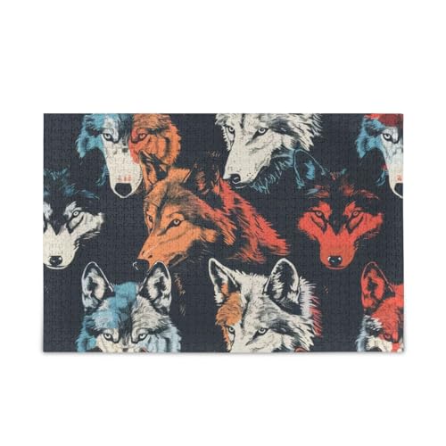 xigua Bunte Wölfe Puzzle 1000 Teile - Holzpuzzle für Familienspiele - Geeignet für Jugendliche und Erwachsene von xigua