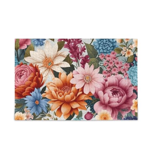 xigua Puzzle mit Blumendruck, 1000 Teile, Holzpuzzle für Familienspiele, geeignet für Jugendliche und Erwachsene von xigua