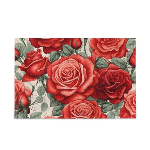 xigua Rote Rose Muster Puzzle 500 Teile - Holzpuzzle für Familienspiele - Geeignet für Jugendliche und Erwachsene xigua Rote Rose Muster Puzzle 500 Teile - Holzpuzzle für Familienspiele - Geeignet für Jugendliche und Erwachsene von xigua