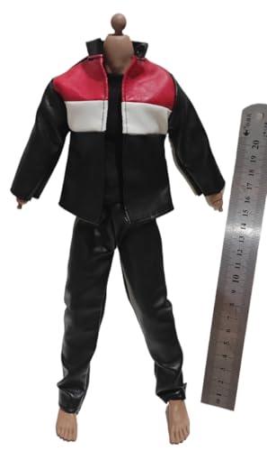 (Keine Figur) 1/6 Maßstab PU Leder Moto Jacke + Hose Modell für 30,5 cm männlichen Soldaten (schwarze Jacke, schwarze Hose) von ximitoy