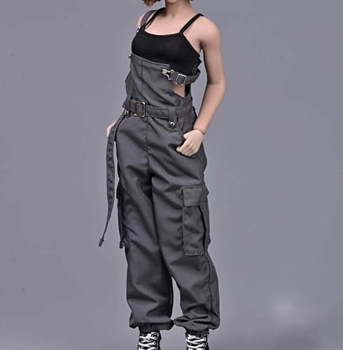 ximitoy 1/6 Scale Female Sodier Fashion Overalls Weste Modell für 12'' (nur Kleidung wird verkauft, ausgenommen Körper und andere Gegenstände) (grauer Overall + schwarze Weste) von ximitoy