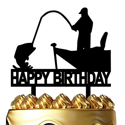 Lustiger Angel-Geburtstagstortenaufsatz, Angelspaß-Geburtstagskuchenaufsatz, schwarze Acryl-Silhouette, Kuchenaufsatz für Fischergeburtstagskuchen Lustiger Angel-Geburtstagstortenaufsatz, Angelspaß-Geburtstagskuchenaufsatz, schwarze Acryl-Silhouette, Kuchenaufsatz für Fischergeburtstagskuchen von ximoogoooz