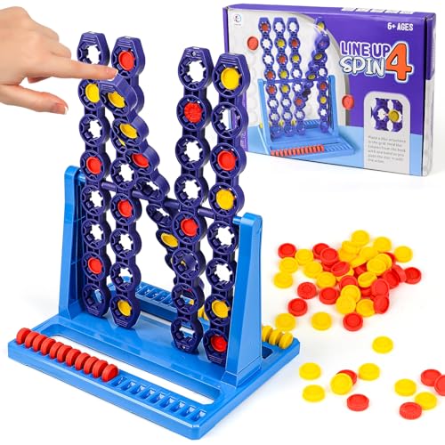 xinrongda 4 Gewinnt 4 in Einer Reihe, Battle Strategiespiel, Kinder Brettspiel mit Funktionen Spinning, Battle Strategiespiel für 2 Spieler, Brettspiele Spiele Kinder ab 6 Jahren von xinrongda