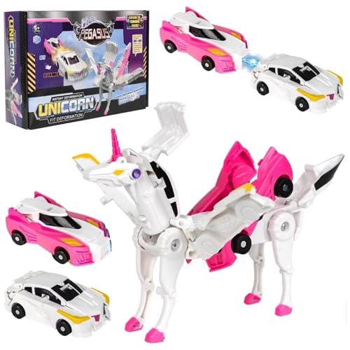 Einhorn Roboter Spielzeug, Transformers Unicorn Car Toy, Transformierendes Auto Roboter Spielzeug, Kollision Deformation Kombinierter Roboter für Kinder ahre Mädchen Junge von xinrongda