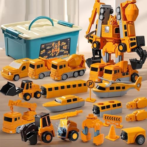 xinrongda Magnetische Transformers Spielzeug für Kinder, Magnetspielzeug Verformung Roboter Auto Spielzeugset mit Aufbewahrungsbox, DIY Roboter Spielzeug Bausteine Geschenk für 3+ Jungen(35pcs) von xinrongda