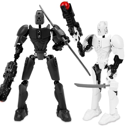 Spielzeug T13 Action Figure, Multi-Jointed Movable Robot 3D Printed Mannequin, Desktop Decorations for Action Figures Toys, Lucky 3D Printed PVC Activity Robot for Kids Adult Game Lovers, White/Black von xinrongda