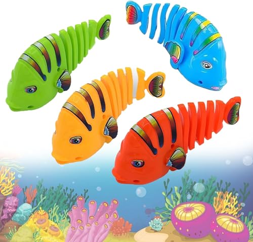 Swinging Cartoon Fish Toys, Schwingendes Zeichentrickfischspielzeug, Kreative Schwimmen Badewanne Spielzeug Wasser Schwimmend, Aufziehspielzeug, Farbe zufällig (4) von xinrongda