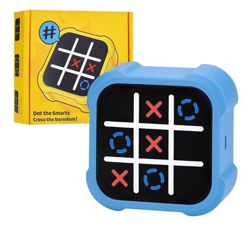 Tic Tac Toe Spiel, Tragbare 3-In-1-Puzzlespielkonsole, Tragbare Reisespiele für Bildung und Gedächtniswachstum, Bildungsspielzeug für 3+ Jährige Jungs Mädchen Erwachsene,Blau von xinrongda