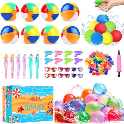 Wasserspielzeug Kinder Outdoor, 141 Stück Wiederverwendbare Wasserbälle Aufblasbar, Beachball Set, Mini Blasenstäbe Set, Wasser Spiele, Kleine Geschenke Party Favors für Kinder Wasserspielzeug Kinder Outdoor, 141 Stück Wiederverwendbare Wasserbälle Aufblasbar, Beachball Set, Mini Blasenstäbe Set, Wasser Spiele, Kleine Geschenke Party Favors für Kinder von xinrongda