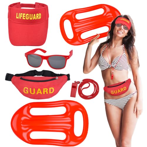 xinrongda 5 Stück Baywatch Kostüm, Lifeguard Kostüm, Rettungsschwimmer Zubehör Kit, Hut, Gürteltasche, Sonnenbrille, Schwimmboje, Baywatch Kostüm, Fancy Dress Kostüm für Frauen Männer Party xinrongda 5 Stück Baywatch Kostüm, Lifeguard Kostüm, Rettungsschwimmer Zubehör Kit, Hut, Gürteltasche, Sonnenbrille, Schwimmboje, Baywatch Kostüm, Fancy Dress Kostüm für Frauen Männer Party von xinrongda