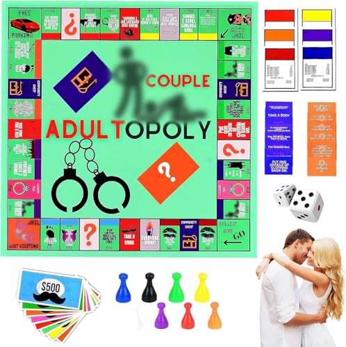Couple Adult Opoly Board Game, Adultopoly Board Game, Paarspiele für Erwachsene, Gesprächskarten für Paare, Romantisch Date Ideen, Paarspielkarten, Brettspiel-Requisiten zum Aufheizen der Gefühle von xinrongda
