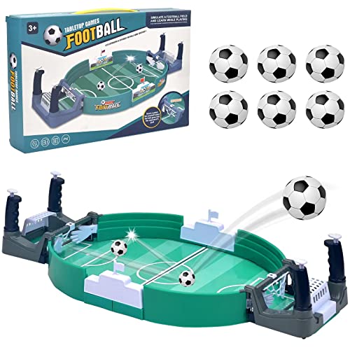 xinrongda Interaktives Tischfußballspiel mit 6 Fußbälle, Mini Tischkicker Desktop Spielzeug Tisch Fußball Kit, Innen 2-Spieler-Party-Geschenk für Kinder Erwachsene (6-Ball) von xinrongda