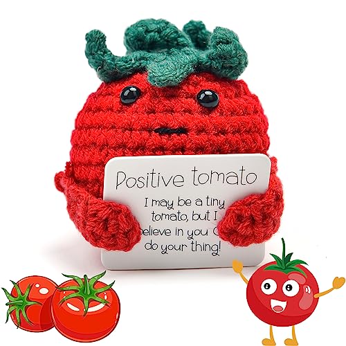 xinrongda Pocket Hug Positive Tomaten, Kreative Strickwolle Tomaten Puppe, Eine Kleine Umarmung, Beste Freundin Geschenke, Kleines Geschenk für Freundin Familie Freund Patient von xinrongda