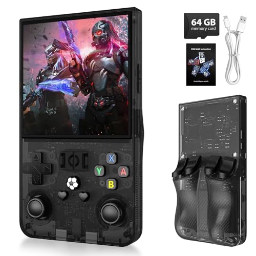 2025 Upgrade R36MAX Retro Handheld Game Console with 64GBuilt-in 18000+ Classic Games, Portable Video Gaming Console Linux System 4.0 Inch IPS Screen, 4000mAh Rechargeable Battery-Black von xiskt