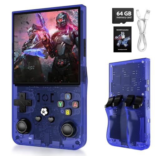 2025 Upgrade R36MAX Retro Handheld Game Console with 64GBuilt-in 18000+ Classic Games, Portable Video Gaming Console Linux System 4.0 Inch IPS Screen, 4000mAh Rechargeable Battery-Blue von xiskt