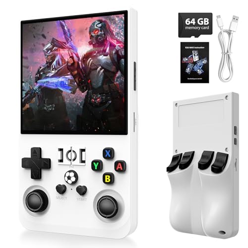 xiskt Portable Handheld Video Games mit 64 GB internem Speicher und 18.000+ klassischen Spielen, tragbare Videospielkonsole mit Linux-System, 4,0-Zoll-IPS-Bildschirm, 4000-mAh-Akku von xiskt