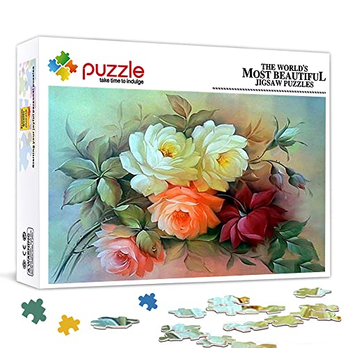 500 Teile Puzzle für Erwachsene Rose Blume Holzpuzzle Dekompression für Erwachsene Kinder-Puzzlespiel 52x38cm Puzzle für Kinder und Erwachsene von xkmyt