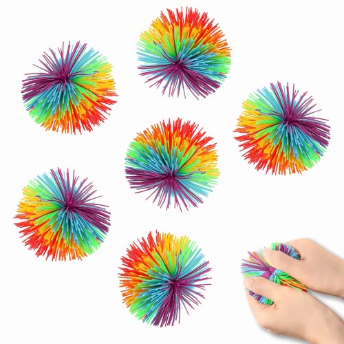 6 Pcs AFFE Stringy Balls, Silikon Strähniger Ball Stressabbau, Bunt Stretchy Ball, Weiche Pom Bouncy Stress Balls für Reizbarkeit Dekompression Therapie Sinnesspielzeug von xlwen