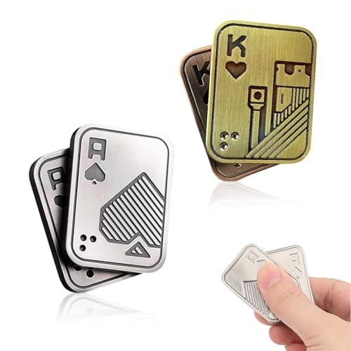 Metall Poker Fidget Slider xlwen 2 Stück EDC Metall Fidget Toys für Erwachsene,ADHS Autismus Angst Stressabbau Magnetisches Zappelspielzeug,Geschenke für Freund und Vater,Schreibtisch Spielzeug von xlwen