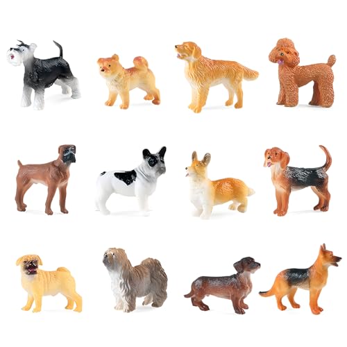 xlwen 1Satz Mini-Hundefiguren, Hundefiguren für Kinder, Kunststoff-Welpenfiguren, Mini Hund Tierfiguren Perfekt als Kuchendekoration für Kindergeburtstage, Babyparty-Dekoration. von xlwen