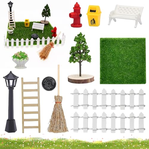 xlwens Miniatur Garten Zubehör,12 Stück,Mini Garten Möbel Deko Set,Miniatur Puppenhaus Zubehör Garten,Miniatur Garten Zubehör Set,Mit Rasen, Mülltonnen, Gullydeckeln, Blumenbeeten usw,für 1:12 Puppen xlwens Miniatur Garten Zubehör,12 Stück,Mini Garten Möbel Deko Set,Miniatur Puppenhaus Zubehör Garten,Miniatur Garten Zubehör Set,Mit Rasen, Mülltonnen, Gullydeckeln, Blumenbeeten usw,für 1:12 Puppen von xlwen