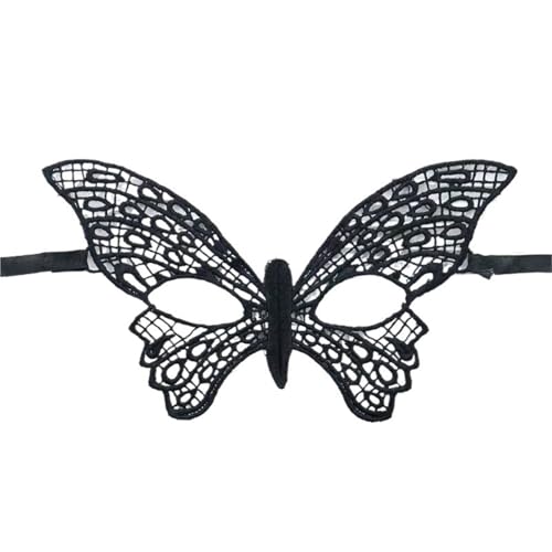 xotoa Schwarze, bestickte Halbgesichtsmaske mit Spitze, Halloween-Maskenmaske(“bigbutterfly”black,5pcs) von xotoa