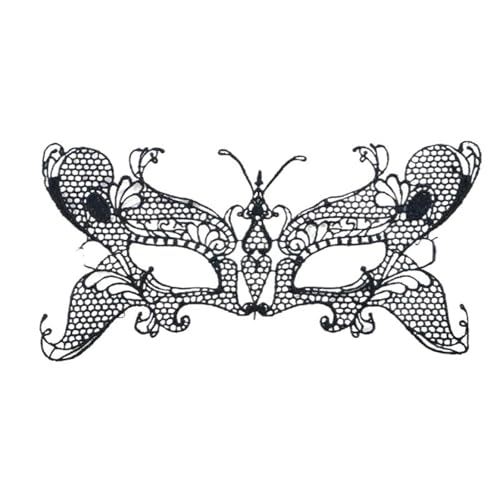 xotoa Schwarze, bestickte Halbgesichtsmaske mit Spitze, Halloween-Maskenmaske(“dragonfly”black,Random 10 pieces) von xotoa
