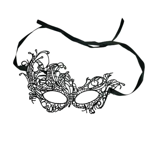 xotoa Schwarze, bestickte Halbgesichtsmaske mit Spitze, Halloween-Maskenmaske('elf'black,Random 10 pieces) von xotoa