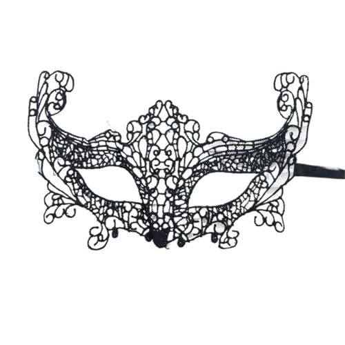 xotoa Schwarze, bestickte Halbgesichtsmaske mit Spitze, Halloween-Maskenmaske(“ghost-facedfox”black,Random 10 pieces) von xotoa