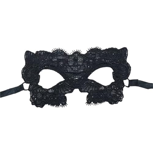 xotoa Schwarze, bestickte Halbgesichtsmaske mit Spitze, Halloween-Maskenmaske(“panda”black,5pcs) von xotoa