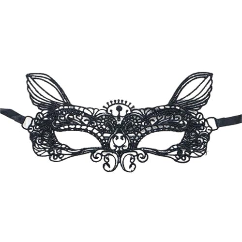 xotoa Schwarze, bestickte Halbgesichtsmaske mit Spitze, Halloween-Maskenmaske(Cateyeblack,Random 10 pieces) von xotoa